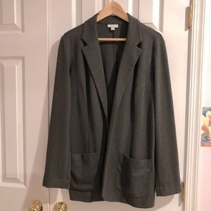 Gently worn J.Jill cotton-stretch blazer, medium, charcoal gray